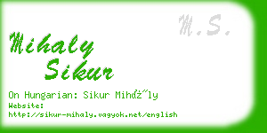 mihaly sikur business card